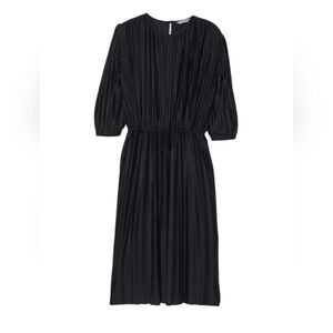 H&M Black Pleated 3/4 Sleeve Elastic Waist Dress XXL